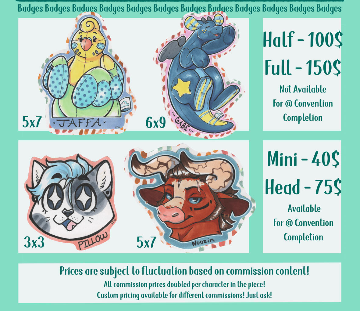 Badge Pricing: (At Conventions Only)